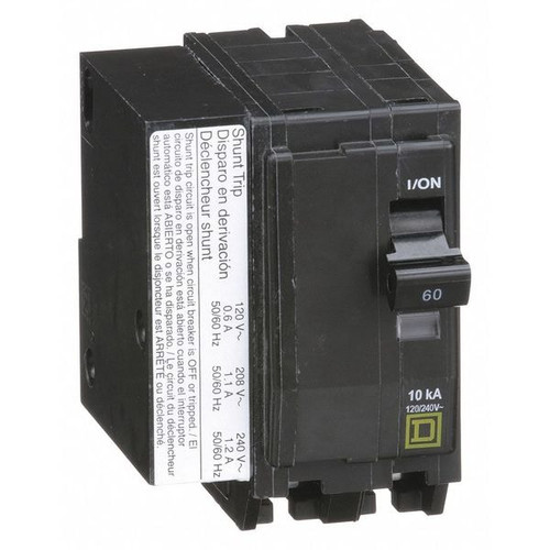 SQUARE D Miniature Circuit Breaker, QO Series 60A, 2 Pole, 120/240V AC Model QO2601021