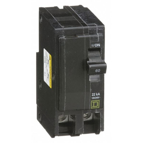 SQUARE D Miniature Circuit Breaker, QO Series 60A, 2 Pole, 120/240V AC Model QO260VH