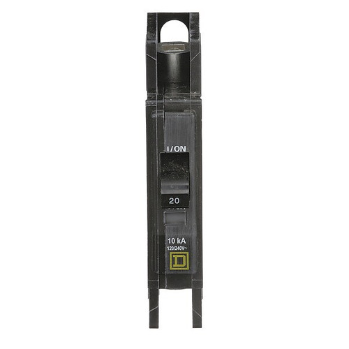 SQUARE D Miniature Circuit Breaker, QOU Series 20A, 1 Pole, 120/240V AC Model QOUR120