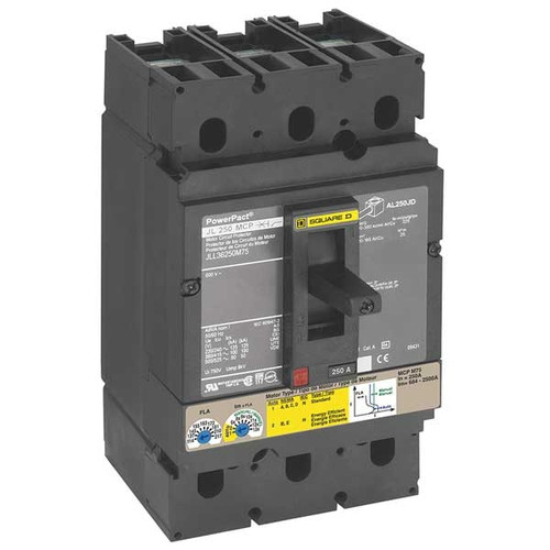 SQUARE D Molded Case Circuit Breaker, JJ Series 250A, 3 Pole, 600V AC Model JJL36250M75