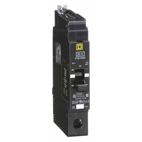 SQUARE D Miniature Circuit Breaker, EGB Series 20A, 1 Pole, 277V AC Model EGB14020