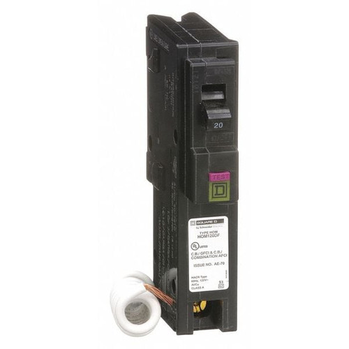 SQUARE D Circuit Breaker, HOM Series 20A, 1 Pole, 120V AC Model HOM120DF