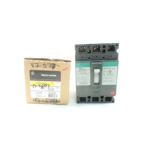 GE Molded Case Circuit Breaker, 60A, 3 Pole, 600V AC Model THED136060WL