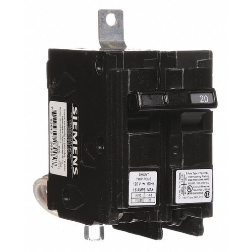 SIEMENS Miniature Circuit Breaker, BL Series 20A, 1 Pole, 120/240V AC Model B120HH00S01