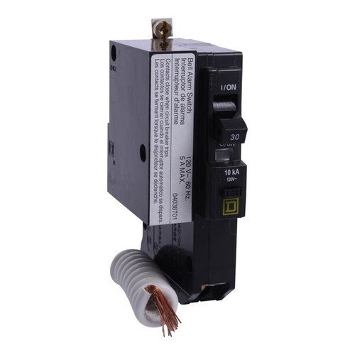 SQUARE D Miniature Circuit Breaker, QOB Series 30A, 1 Pole, 120/240V AC, B Curve Model QOB130EPD2100