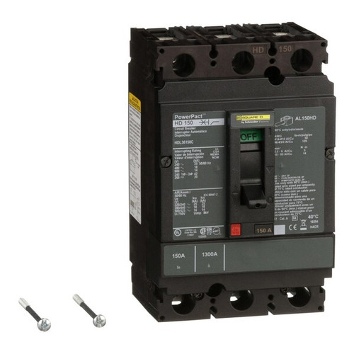 SQUARE D Molded Case Circuit Breaker, HD Series 150A, 3 Pole, 600V AC Model HDL36150C