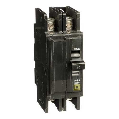 SQUARE D Miniature Circuit Breaker, QOU Series 10A, 2 Pole, 120/240V AC Model QOU2103100