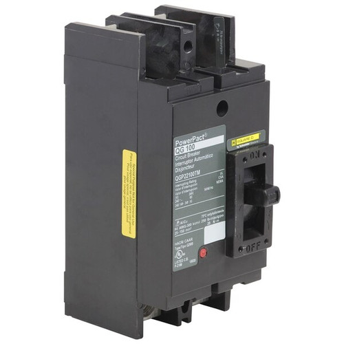 SQUARE D Molded Case Circuit Breaker, 90A, 2 Pole, 240V AC Model QJP22090TM