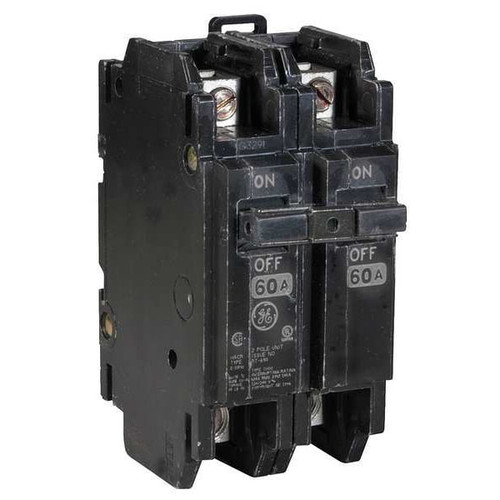 GE Miniature Circuit Breaker, THQC Series 60A, 2 Pole, 120/240V AC Model THQC2160WL