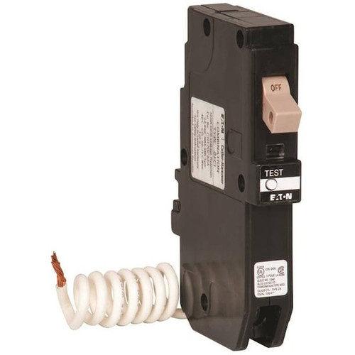 EATON CUTLER-HAMMER Eaton Chfn115Gf Circuit Breaker, Ch, Gfci, 15 A, 1 -Pole, 120/240 Vac, Pigtail Mounting Model CHGFT115