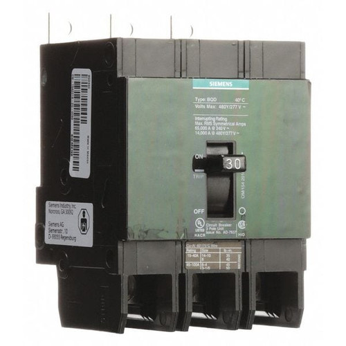 SIEMENS Miniature Circuit Breaker, BQD Series 30A, 3 Pole, 480V AC Model BQD330