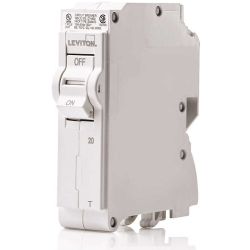 LEVITON 20 Amp 1-Pole Plug-On Standard Branch Circuit Breaker 120/240 VAC Model R00-LB120-0TR