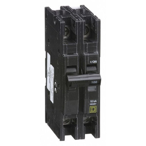 SQUARE D Miniature Circuit Breaker, QOU Series 100A, 2 Pole, 120/240V AC Model QOU2100