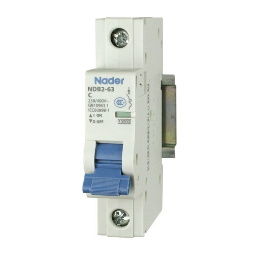 ASI 1 Pole, 20A, 240V AC, 60V DC, Trip Curve: C, DIN Rail Mount-Miniature Circuit Breaker, 18mm Width Model NDB2-63C20-1