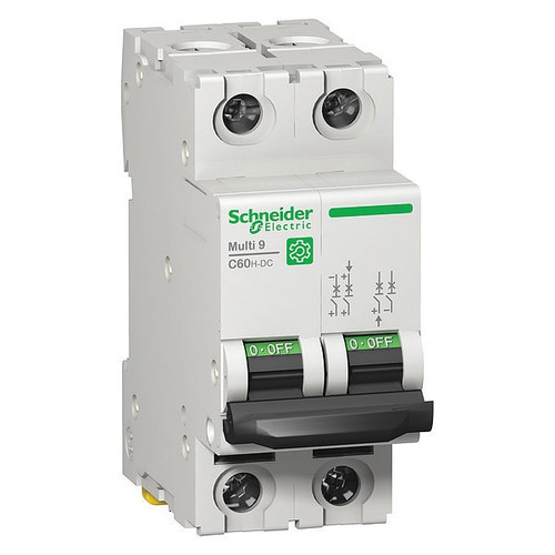 SCHNEIDER ELECTRIC Circuit Breaker, C60H-DC Series 6A, 2 Pole, Not Rated, B Curve Model M9U11206