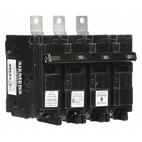 SIEMENS Miniature Circuit Breaker, BL Series 60A, 3 Pole, 120/240V AC Model B36000S01
