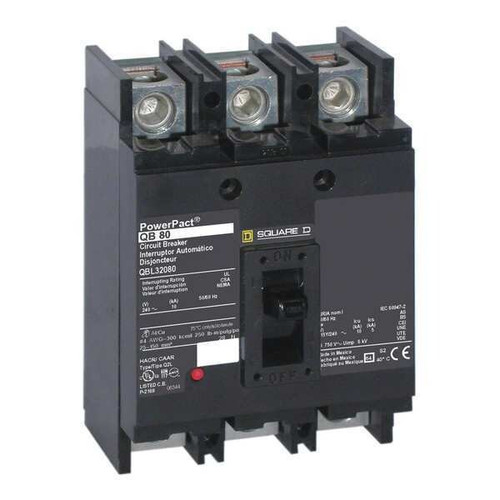 SQUARE D Molded Case Circuit Breaker, QB Series 250A, 3 Pole, 240V AC Model QBL32250