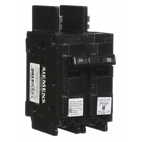 SIEMENS Miniature Circuit Breaker, BQH Series 30A, 2 Pole, 120/240V AC Model BQ2B030H