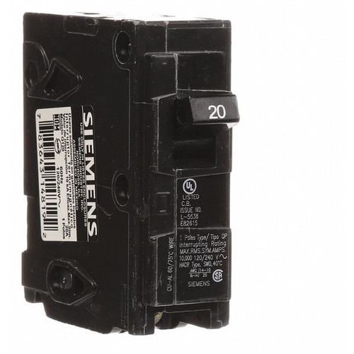 SIEMENS Miniature Circuit Breaker, Q Series 20A, 1 Pole, 120V AC Model Q120