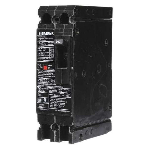 SIEMENS Molded Case Circuit Breaker, HED4 Series 60A, 2 Pole, 480V AC Model HED42B060