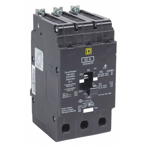 SQUARE D Miniature Circuit Breaker, EGB Series 60A, 3 Pole, 600V AC Model EGB36060