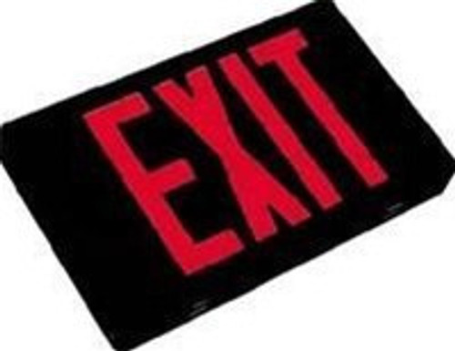 Superior Lighting SXTEU2-R-B-EM - Black LED Steel Housing Exit Sign w/ Battery Back Up - Red Lettering - With Battery Back-Up