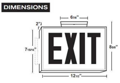 Black LED Steel Housing Exit Sign w/ Battery Back Up - Red Lettering - With Battery Back-Up