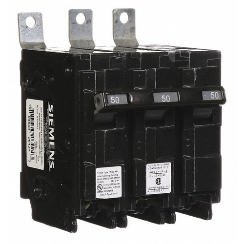 SIEMENS Miniature Circuit Breaker, BL Series 50A, 3 Pole, 240V AC Model B350HH