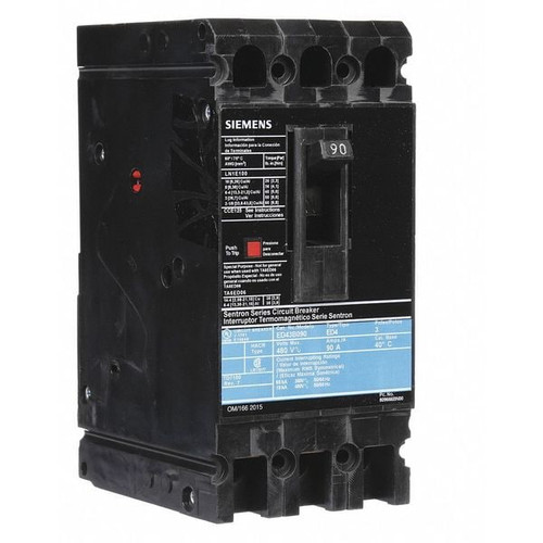 SIEMENS Molded Case Circuit Breaker, ED4 Series 90A, 3 Pole, 480V AC Model ED43B090