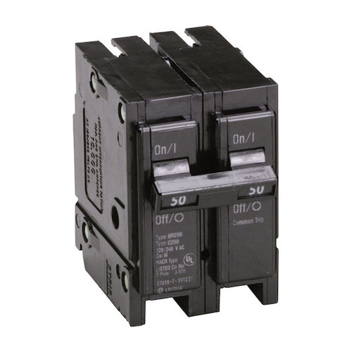 EATON CUTLER-HAMMER Circuit Breaker, BR Series 50A, 2 Pole, 120/240V AC Model BR250