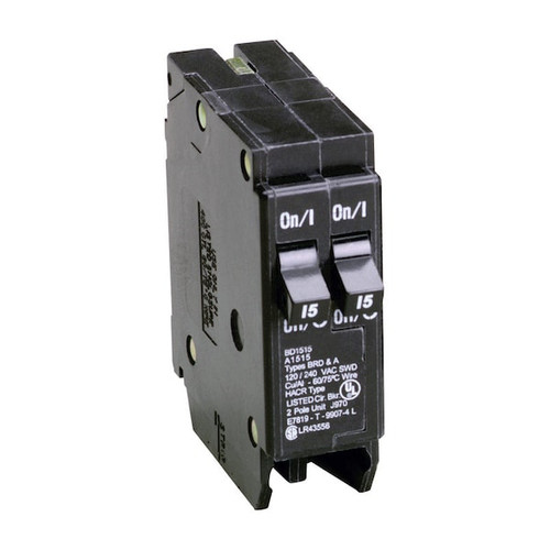 EATON CUTLER-HAMMER Circuit Breaker, BD Series 15A, 1 Pole, 120V AC Model BD1515