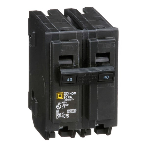 SQUARE D Miniature Circuit Breaker, 40A, 2 Pole, 120/240V AC Model HOM240CP