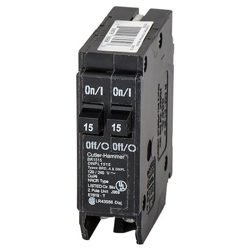 EATON CUTLER-HAMMER Circuit Breaker, BR Series 15A, 1 Pole, 120/240V AC Model BR1515