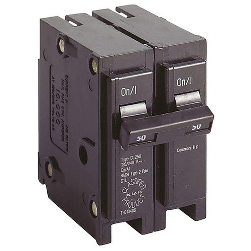 EATON CUTLER-HAMMER Circuit Breaker, CL Series 50A, 2 Pole, 120/240V AC Model CL250