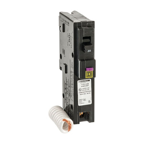 SQUARE D Miniature Circuit Breaker, 20A, 1 Pole, 120V AC Model HOM120DFC