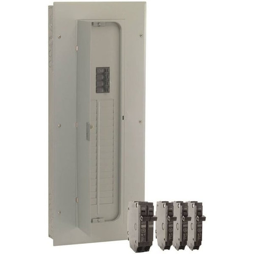 CURRENT GE Load Center, 2 -Pole, 200 A, 32 -Space, 40 -Circuit, Main Breaker, NEMA 1 Enclosure, Gray Model TM3220CCUB2K