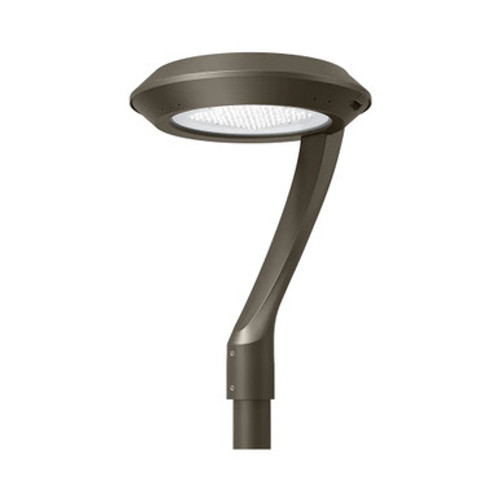 Round Commercial Area LED Light - Multi Watt 22W/37W/56W/75W - Color Selectable 40K/50K - 120-277V - Bronze Finish - Type 5 Lens - Single Arm Mount For 2-3/8 Inch Poles