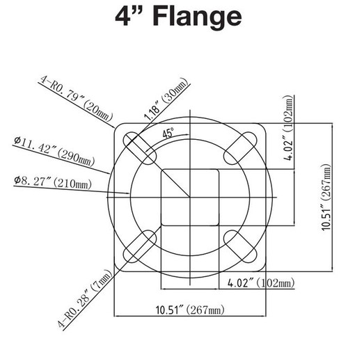 20 Foot Square Pole For Surface Mount - Steel With Bronze Finish - 4 Inch Diameter With 2.5 Inch Tenon Adapter