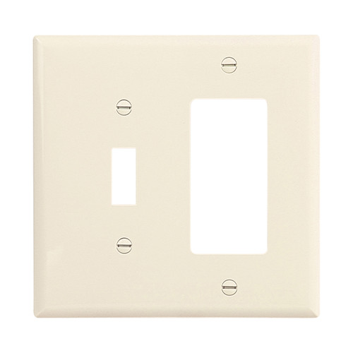 Eaton Combination Wallplate, Lt. Almond, Toggle, Decorator Cutout, Polycarbonate, Two-Gang, Mid-Size Model PJ126LA