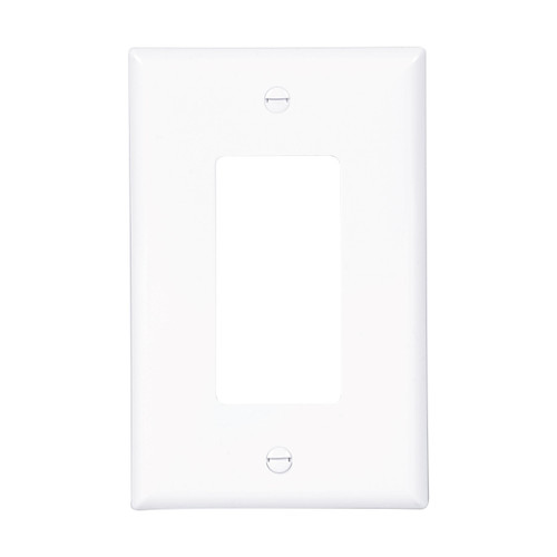 Eaton Decorator / Gfci Wallplate, White, Decorator Cutout, Polycarbonate, Single-Gang, Mid-Size Model PJ26W