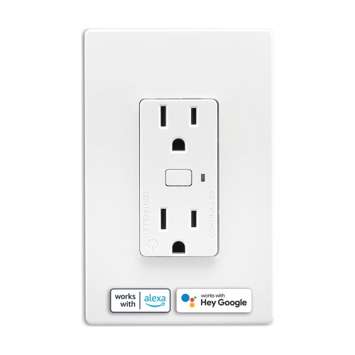 Eaton Plt Wi-Fi Smart Duplex Receptacle, Residential, Weather Resistant, Tamper Resistant, Neutral Required, 120V, Split Control, 15A, 1/2 Hp, 120V, Back And Side Wire, Push Button, 60 Hz, White, 5-15R, Es, Wifi