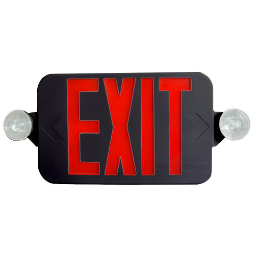 Low Profile All LED Exit & Emergency Combo, Selectable Red/Green, Black Housing - With 90 Minute Battery Back-Up