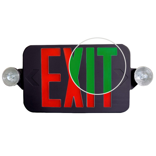Low Profile All LED Exit & Emergency Combo, Selectable Red/Green, Black Housing - With 90 Minute Battery Back-Up