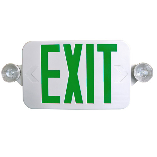 Low Profile All LED Exit & Emergency Combo, Selectable Red/Green, White Housing - With 90 Minute Battery Back-Up