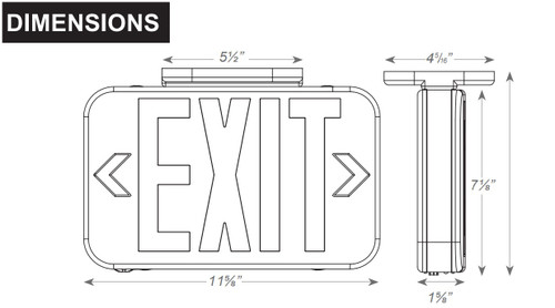 Compact White Plastic LED Exit Sign With Selectable Red/Green Lettering - With Battery