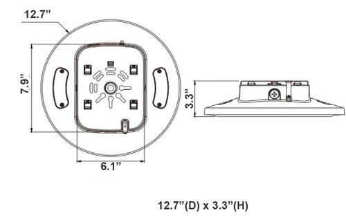 LED Round Garage Canopy Light with Up-Light & Motion Sensor  -  Wattage Selectable 100W/75W/50W/30W - Color Selectable 30K/40K/50K - 120-277V - White Finish