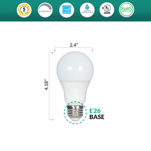 LED 6 Watt Dimmable (40W Replacement) A19 Light Bulb, 5000K - 120 Volt