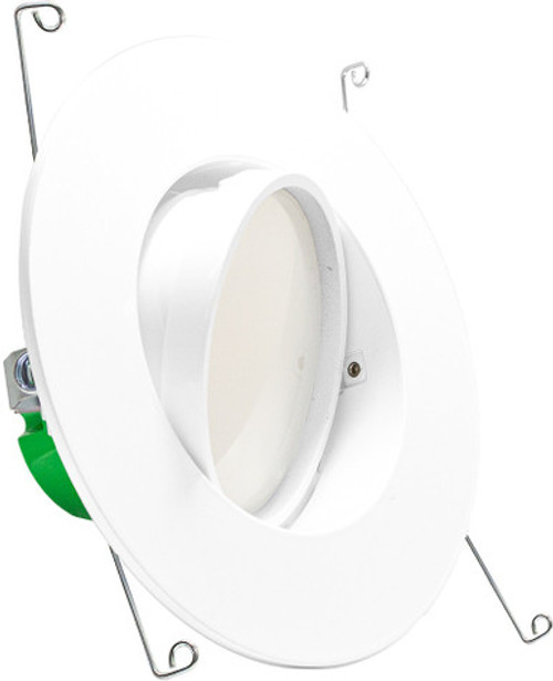 6 Inch LED Eyeball Downlight - 11 Watt - 900 Lumens - 3000K Soft White - 120V - Recessed Can Required - Dimmable