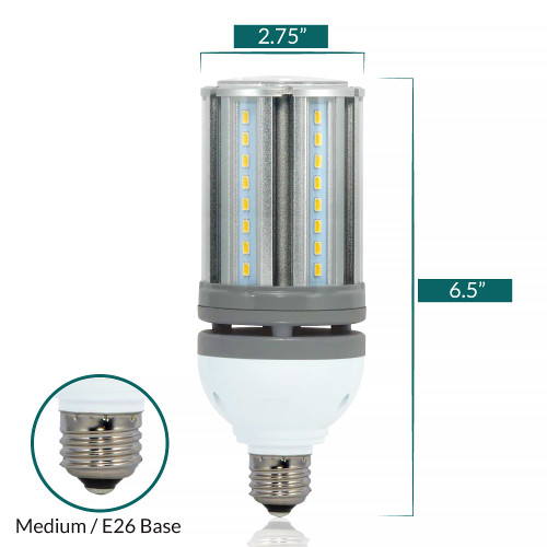 18 Watt LED Corn Bulb - Metal Halide Retrofit -1100 Lumens - Amber - 120-277V - E26 Medium Base - Ballast Bypass