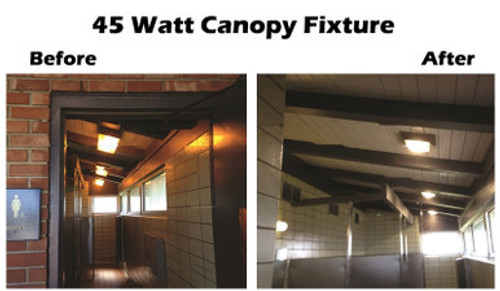 40 Watt LED Square Garage Canopy Light with Motion Sensor - Ceiling or Conduit Mount - 5400 Lumens - 5000K Daylight - 120-277V- Bronze